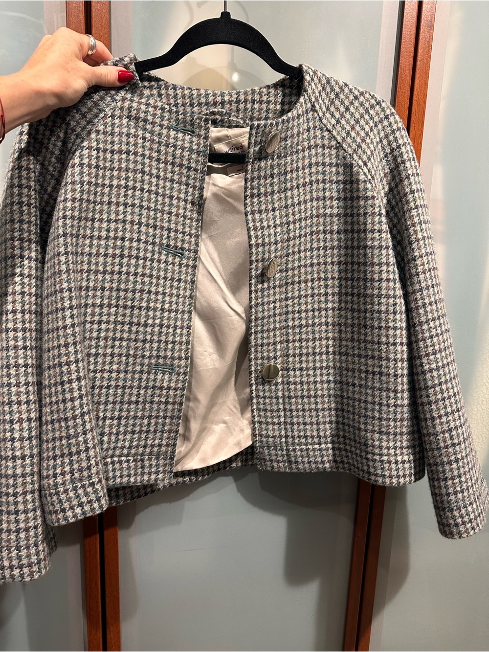 Wilfred Houndstooth Cropped Jacket - Gray/White